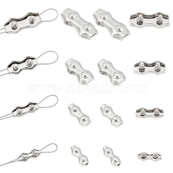 AHADERMAKER 16Pcs 4 Style 304 Stainless Steel Double 2-Post Cable Clamp, Wire Rope Clip, Stainless Steel Color, 12~22x30~50x14~19mm, 4pcs/style(FIND-GA0002-28)