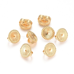Brass Ear Nuts, Friction Earring Backs for Stud Earrings, Flower, Real 18K Gold Plated, 9x4.5mm, Hole: 0.8mm(X-KK-L198-008G)