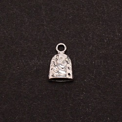 Tibetan Style Zinc Alloy Charms, Cadmium Free & Lead Free, Small Bell, Antique Silver, 14x9x5mm, Hole: 2mm(FIND-WH0094-84AS)