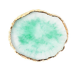 Resin Imitation Agate Color Palette, Makeup Cosmetic Nail Art Tool, Flat Round, Medium Aquamarine, 9.2x10.3cm(MRMJ-Q031-03D)