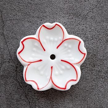 Porcelain Incense Burners, Flower Incense Holders, Home Office Teahouse Zen Buddhist Supplies, Red, 45x10mm