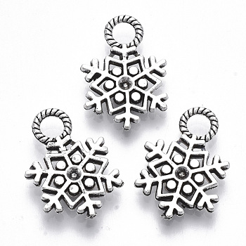 Tibetan Style Alloy Pendants, Lead Free & Cadmium Free, Snowflake, Antique Silver, 21x15x2.5mm, Hole: 3.5mm, about 400pcs/500g