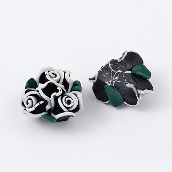 Handmade Polymer Clay Beads, for Mother's Day, Flower, Colorful, about 20~23mm in diameter, 14mm thick, hole: 2mm