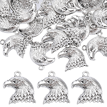 50Pcs Tibetan Style Zinc Alloy Pendants, Eagle, Antique Silver, 21.8x18.7x4mm, Hole: 2mm