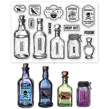 Custom Summer Theme PVC Plastic Clear Stamps, for DIY Scrapbooking, Photo Album Decorative, Cards Making, Bottle, 160x110mm