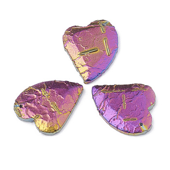 Natural Dragon Blood Stone Pendants, Rainbow Plated, Heart, 44.5~45x35x7mm, Hole: 1.5mm