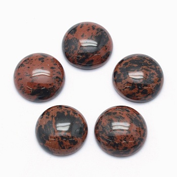 Natural Mahogany Obsidian Cabochons, Flat Round, 16x6mm