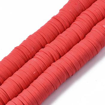 Flat Round Handmade Polymer Clay Beads, Disc Heishi Beads for Hawaiian Earring Bracelet Necklace Jewelry Making, Red, 12mm