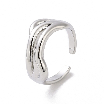 Brass Open Cuff Ring for Man, Platinum, US Size 6 3/4(17.1mm)
