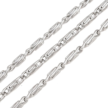 304 Stainless Steel Lumachina Chains, Unwelded, with Spool, Stainless Steel Color, 15x4x4mm