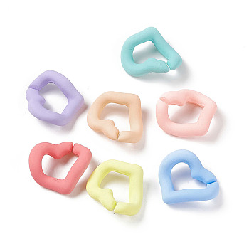 Opaque Acrylic Linking Rings, Quick Link Connectors, Macaron Color, Twisted Heart, for Curb Chain Making, Mixed Color, 18x20.5x8mm, Inner Diameter: 7.5x12mm