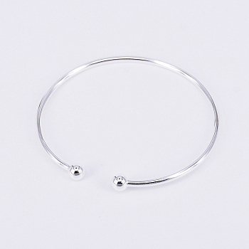 Brass Torque Bangles, Cuff Bangles, Platinum, 0.25cm, Inner Diameter: 2-3/8 inch(6.15cm)