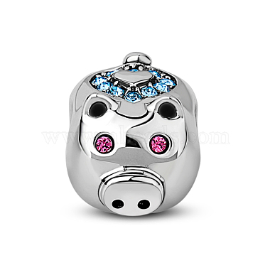 11mm Pig Sterling Silver+Cubic Zirconia Beads