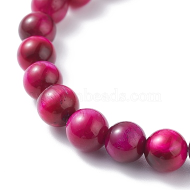8.5mm Round Dyed Natural Tiger Eye Beads Stretch Bracelet for Girl Women(BJEW-JB07152-04)-4