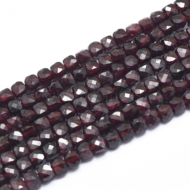 3mm Cube Garnet Beads