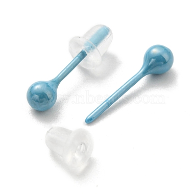 Ceramic Round Ball Stud Earrings(EJEW-Q768-18B)-2