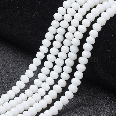 White Rondelle Glass Beads