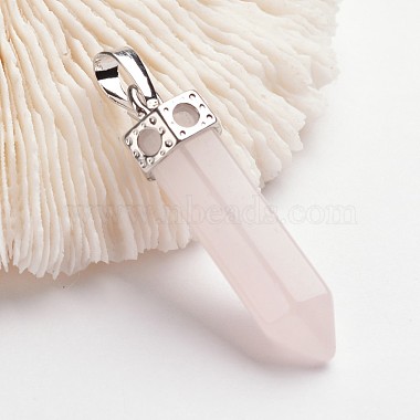 Platinum Bullet Rose Quartz Pendants