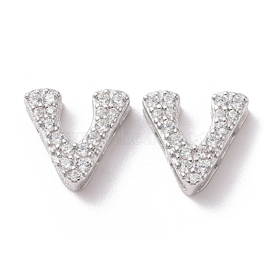 Letter V Cubic Zirconia Beads