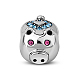 TINYSAND Pig Rhodium Plated 925 Sterling Silver Cubic Zirconia European Beads(TS-C-050)-1