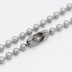 Tarnish Resistant 304 Stainless Steel Ball Chain Necklaces, Stainless Steel Color, 17.7 inch(45cm)(NJEW-A288F-06P)