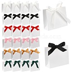 30Pcs 6 Colors White Cardboard Paper Wedding Candy Boxes with Ribbon, Rectangle, Mixed Color, 11.4~11.5x4.5x10cm, 5pcs/color (CON-FS0001-26)