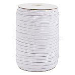 1/4 inch Flat Braided Elastic Rope Cord, Heavy Stretch Knit Elastic with Spool, White, 6mm, about 190~200yards/roll (570~600 feet/roll)(X-EC-R030-6mm-01)