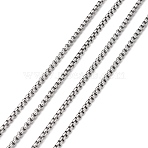 Non-Tarnish 3.28 Feet 304 Stainless Steel Box Chains, Unwelded, Stainless Steel Color, 2.5x2.5mm(X-CHS-K001-37B)