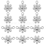 12Pcs 430 Stainless Steel Small Flower Connector Charms & Pendants, Metal Daisy Pendant for Jewelry Earring Bracelet Handmade Making, Stainless Steel Color, 9mm, Hole: 2mm(JX240A)