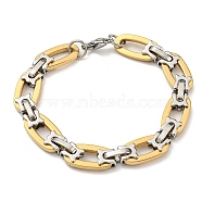 Two Tone 304 Stainless Steel Oval Link Chain Bracelet, Golden & Stainless Steel Color, 8-3/8 inch(21.4cm), Wide: 11mm(BJEW-B078-16GP)