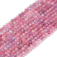 Natural Pink Tourmaline Beads Strands, Faceted, Round, 2.5~3mm, Hole: 0.5mm, about 159pcs/strand, 15.35''(39cm)(G-N342-33)