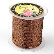Round Metallic Cord, 6-Ply, Coconut Brown, 0.6mm, about 87.48 yards(80m)/roll(MCOR-L001-0.6mm-16)