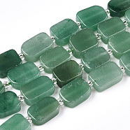 Natural Green Aventurine Beads Strands, with Seed Beads, Rectangle, 11~13x8~9.5x4~6mm, Hole: 0.8~0.9mm, seed beads: 3x3x2, hole: 0.8mm, about 14pcs/strand, 7.80''(19.8cm)(G-C098-A25-01)