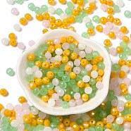 Glass Beads, Faceted, Rondelle, Green Yellow, 6x5mm, Hole: 1mm, about 280pcs/60g(EGLA-A034-SM6mm-28)