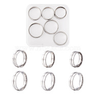6Pcs 6 Style 202 & 304 Stainless Steel Grooved Finger Ring for Men Women, Stainless Steel Color, US Size 6 3/4~US Size 12 3/4(17.1~22mm), 1Pc/style(RJEW-YS0001-01)