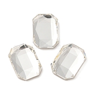Glass Rhinestone Cabochons, Flat Back & Back Plated, Faceted, Rectangle, Crystal, 14x10x4.50mm(RGLA-P037-14A-001)
