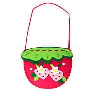 Non Woven Fabric Embroidery Needle Felt Sewing Craft of Pretty Bag Kids, Felt Craft Sewing Handmade Gift for Child Meet Best, Strawberry, Cerise, 14x13x3.5cm(DIY-H140-13)