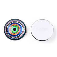 Glass Cabochons, Half Round with Eye, Colorful, 20x6.5mm(GGLA-T004-05I)