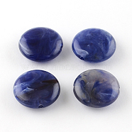 Flat Round Imitation Gemstone Acrylic Beads, Medium Blue, 22x8.5mm, Hole: 2mm, about 190pcs/500g(OACR-R051-09)