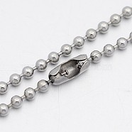304 Stainless Steel Ball Chain Necklaces, Stainless Steel Color, 17.7 inch(45cm)(NJEW-A288F-06P)