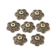 Tibetan Style Alloy Bead Caps, Lead Free & Nickel Free & Cadmium Free, Antique Bronze Color, about 12.5mm long, 12.5mm wide, 4mm thick, hole: 1.5mm(X-MLF10883Y-NF)