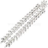 1Pc Shiny Flower Crystal Rhinestone Collar Trim, Flexible Sewing Crafts Bridal Costume Embellishment, Platinum, 450x20.5x6.5mm, Hole: 4mm(DIY-FG0003-38)
