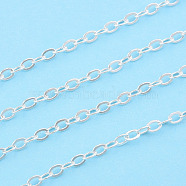 Brass Cable Chains, Soldered, Flat Oval, Nickel Free, Silver, 3x2x0.5mm, about 5m/roll(KK-N259-64)