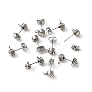 304 Stainless Steel Stud Earrings Findings, with Horizontal Loop and Crystal Rhinestone, Column, Stainless Steel Color, 8x5mm, Hole: 1.8mm, Pin: 0.7mm(STAS-WH0029-44C-P)