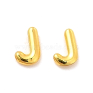 Brass Hollow Out Initial Letter Stud Earrings for Women, Real 18K Gold Plated, Lead Free & Cadmium Free, Letter.J, 7x4.5x1.5mm, Pin: 0.8mm(EJEW-A044-01G-J)