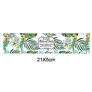 Handmade Soap Paper Tag, Both Sides Coated Art Paper Tape with Tectorial Membrane, Rectangle with Leaf/Flower Pattern & Word, for Soap Packaging, Light Cyan, 210x50mm(DIY-WH0243-071)