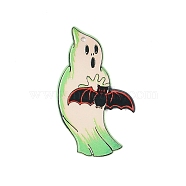 Halloween Theme Opaque Printed Acrylic Pendants, Ghost, 46x25.5x1.6mm, Hole: 2.2mm(SACR-S034-06B)