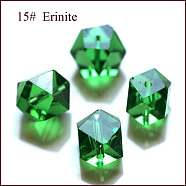 Imitation Austrian Crystal Beads, Grade AAA, Faceted, Cornerless Cube Beads, Green, 6x5.5x5.5mm, Hole: 0.7~0.9mm(SWAR-F084-6x6mm-15)