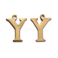 304 Stainless Steel Alphabet Charms, Antique Bronze, Letter.Y, 12.5x9.5x0.7mm, Hole: 1mm(STAS-H122-Y-AB)