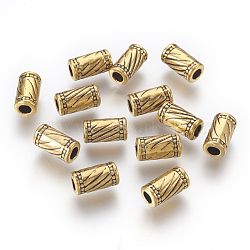 Tibetan Style Alloy Beads, Lead Free, Cadmium Free and Nickel Free, Column, Antique Golden Color, 6mm in diameter, 11mm long, hole: 3mm(X-GLF0336Y-NF)